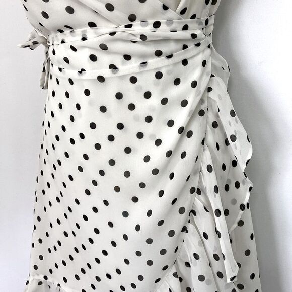 All Saints Dress Krystal Dot Wrap Ruffle White Black NWOT Sz Sm - Picture 6 of 8